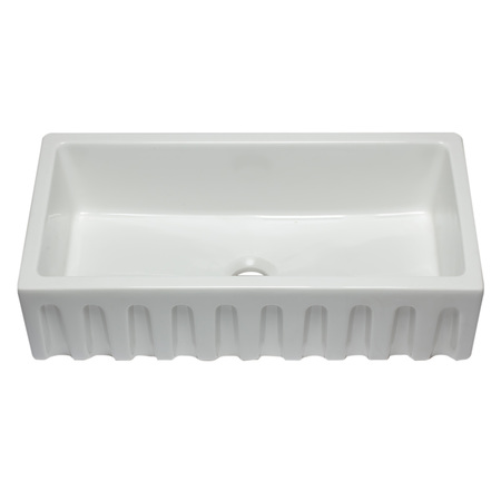 Alfi Brand 36" White Reversible Smooth / Fluted Sgl Bowl Fireclay Farm Sink AB3618HS-W